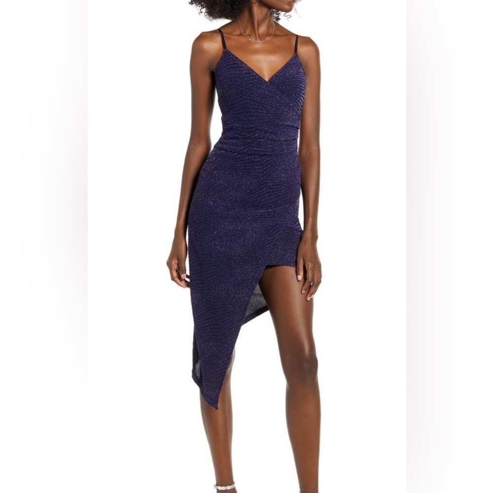 Love, Nickie Lew Asymmetrical Sparkle Body-Con Dress Small Y2K